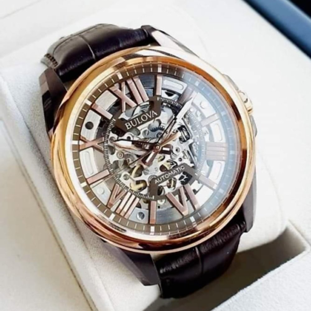 Bulova Rose Gold Skeleton Men's Automatic Watch